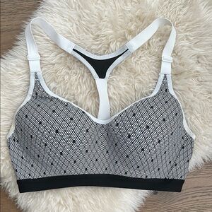 Victoria's Secret White and Black Racerback Wireless Sports Bra
